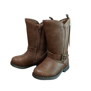 OshKosh B'gosh Lumi Riding Boots Toddler Girls Size 5 Brown Faux Leather Preppy